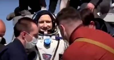 Появились кадры возвращения трех членов экипажа МКС на Землю