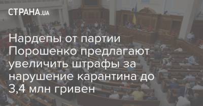 Нардепы от партии Порошенко предлагают увеличить штрафы за нарушение карантина до 3,4 млн гривен