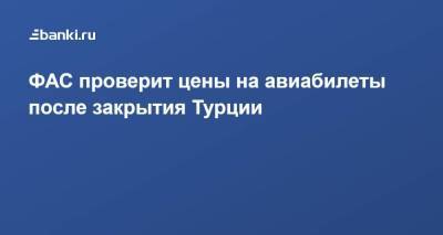 ФАС проверит цены на авиабилеты после закрытия Турции