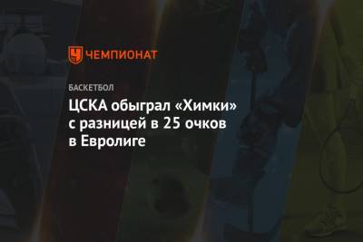 ЦСКА обыграл «Химки» с разницей в 25 очков в Евролиге