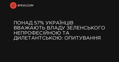 Понад 57% українців вважають владу Зеленського непрофесійною та дилетантською: опитування