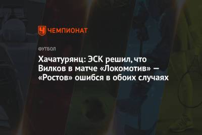 Хачатурянц: ЭСК решил, что Вилков в матче «Локомотив» — «Ростов» ошибся в обоих случаях