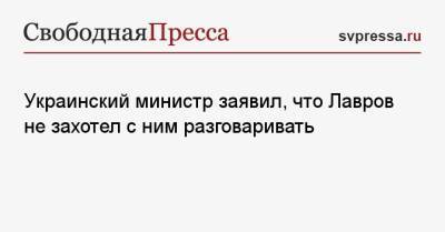 Украинский министр заявил, что Лавров не захотел с ним разговаривать