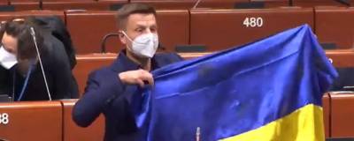 Глава ПАСЕ прервал выступление доставшего украинский флаг депутата