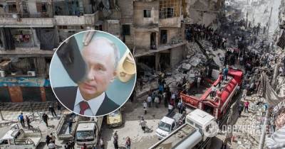 Портрет Путина били тапками по лицу на протесте в Сирии. Видео
