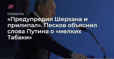 «Предупредил Шерхана и прилипал». Песков объяснил слова Путина о «мелких Табаки»