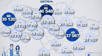 Карта вакцинации: ситуация в областях Украины на 22 апреля