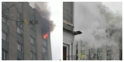 В Харьковской девятиэтажке вспыхнул сильный пожар: началась срочная эвакуация