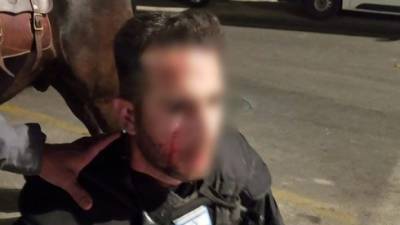 Массовые беспорядки арабов в Иерусалиме, камнем ранен конный полицейский