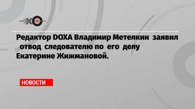 Редактор DOXA Владимир Метелкин заявил отвод следователю по его делу Екатерине Жижмановой.