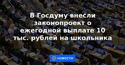 В Госдуму внесли законопроект о ежегодной выплате 10 тыс. рублей на школьника