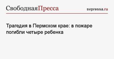 Трагедия в Пермском крае: в пожаре погибли четыре ребенка