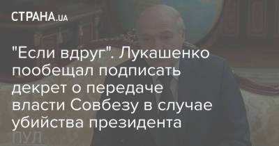 "Если вдруг". Лукашенко пообещал подписать декрет о передаче власти Совбезу в случае убийства президента