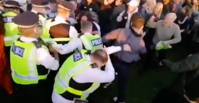 Восемь полицейских пострадали во время антиковидных протестов в Лондоне — видео