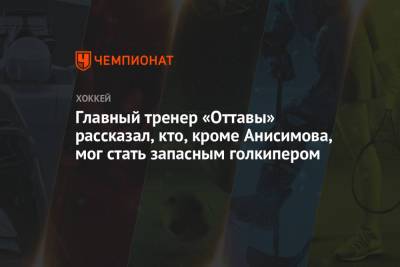 Главный тренер «Оттавы» рассказал, кто, кроме Анисимова, мог стать запасным голкипером