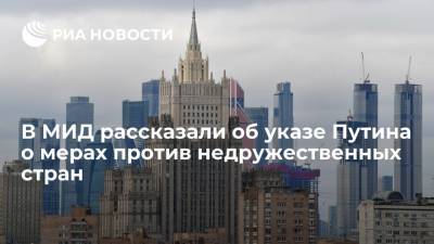 В МИД рассказали об указе Путина о мерах против недружественных стран