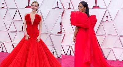 Главный цвет ночи Оскара-2021: изысканные образы звезд в красных платьях