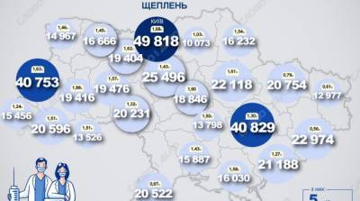 Карта вакцинации: ситуация в областях Украины на 26 апреля