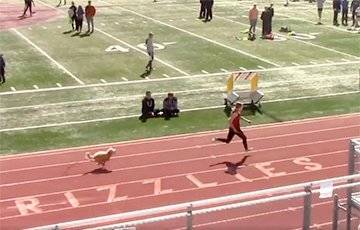 Видеохит: Собака выбежала на стадион во время соревнований и победила фаворитку