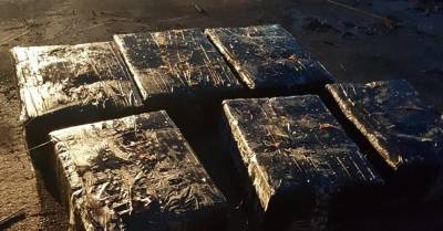 ФОТО: пограничники вытащили из Даугавы плот с контрабандными сигаретами