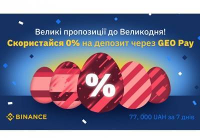 Криптовалютна біржа ​Binance до Великодня оголосила 0% на депозит і щоденний розіграш 77 тис. грн