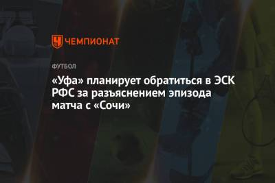 «Уфа» планирует обратиться в ЭСК РФС за разъяснением эпизода матча с «Сочи»
