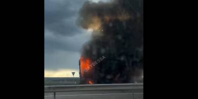 На трассе Одесса-Киев загорелась фура, в сети переживают о судьбе водителя, видео - ТЕЛЕГРАФ