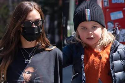 Ирина Шейк в футболке с рэпером DMX на прогулке с дочерью Леей