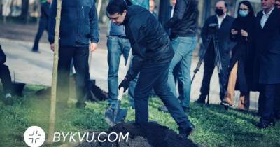Перед заседанием Рады нардепы во главе со спикером Разумковым высадили деревья (фото)