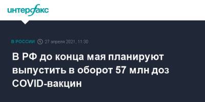 В РФ до конца мая планируют выпустить в оборот 57 млн доз COVID-вакцин