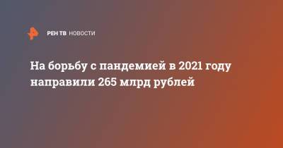 На борьбу с пандемией в 2021 году направили 265 млрд рублей
