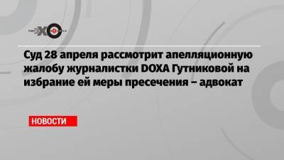 Суд 28 апреля рассмотрит апелляционную жалобу журналистки DOXA Гутниковой на избрание ей меры пресечения – адвокат