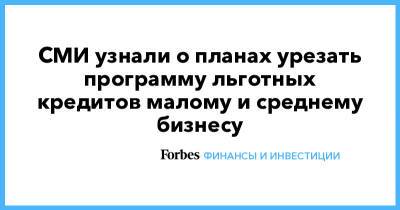 СМИ узнали о планах урезать программу льготных кредитов малому и среднему бизнесу - forbes.ru