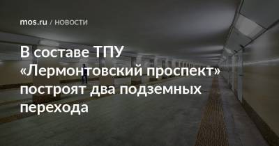 В составе ТПУ «Лермонтовский проспект» построят два подземных перехода