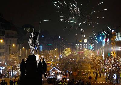 Новый год в центре Праги встретили без происшествий