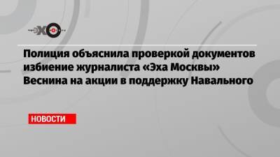 Полиция объяснила проверкой документов избиение журналиста «Эха Москвы» Веснина на акции в поддержку Навального