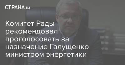 Комитет Рады рекомендовал проголосовать за назначение Галущенко министром энергетики