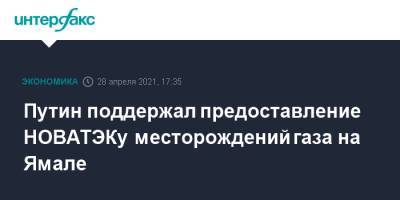 Путин поддержал предоставление НОВАТЭКу месторождений газа на Ямале