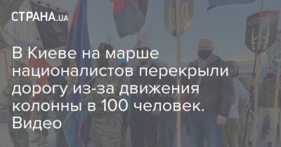 В Киеве на марше националистов перекрыли дорогу из-за движения колонны в 100 человек. Видео