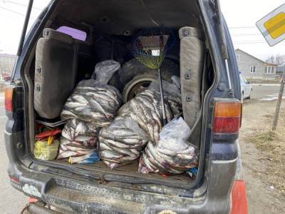 Полицейские задержали в Аниве браконьера с пятью мешками корюшки