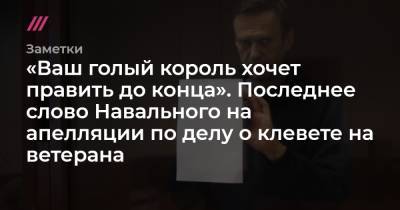 «Ваш голый король хочет править до конца». Последнее слово Навального на апелляции по делу о клевете на ветерана