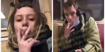 «Хвастались безнаказанностью»: полиция разыскала пару, курившую в вагоне метро в Киеве — видео
