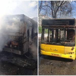 В Киеве на ходу загорелся автобус с пассажирами. Фото