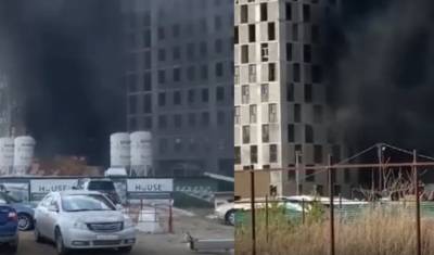 Крупный пожар произошел в строящемся ЖК Андерсен Парк около Тюмени