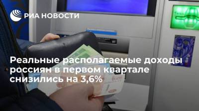 Реальные располагаемые доходы россиян в первом квартале снизились на 3,6%