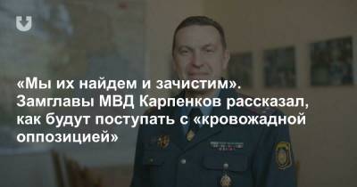 «Мы их найдем и зачистим». Замглавы МВД Карпенков рассказал, как будут поступать с «кровожадной оппозицией»