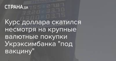 Курс доллара скатился несмотря на крупные валютные покупки Укрэксимбанка "под вакцину"