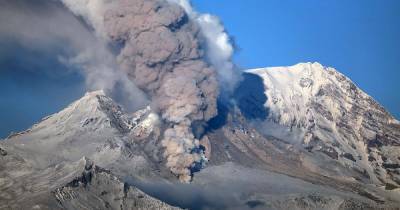 Шлейф пепла с вулкана Шивелуч на Камчатке растянулся на 250 км