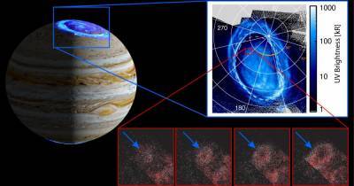 Космический аппарат "Юнона" обнаружил новые странные полярные сияния на Юпитере