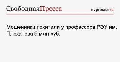 Мошенники похитили у профессора РЭУ им. Плеханова 9 млн руб.